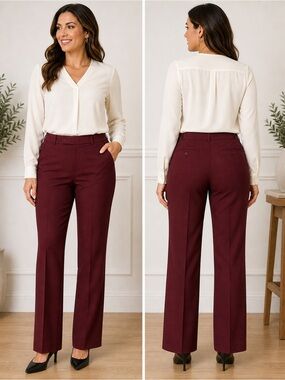 Haggar Maroon dress Pants size LARGE waist 34in inseam 28in